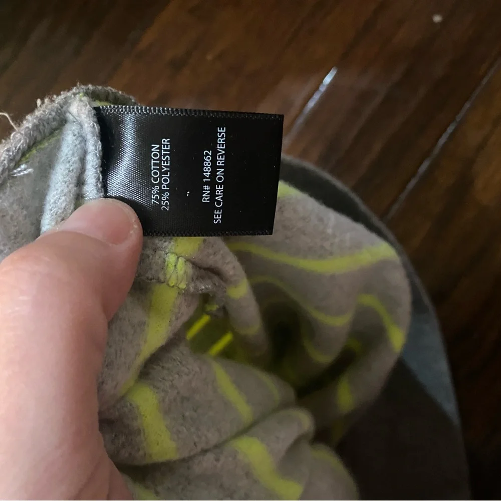 Torrid Gray and neon Yellow Striped round neck pullover sweatshirt - Picture 3 of 6